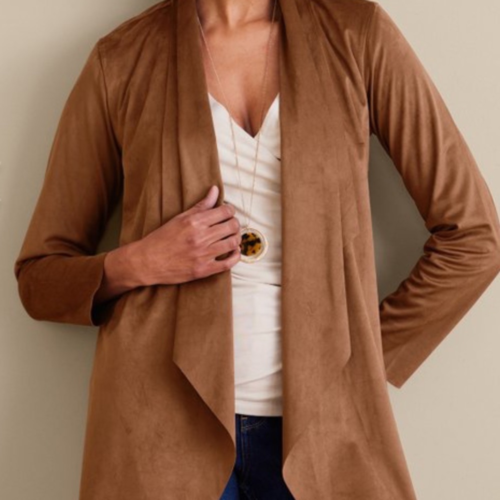 Soft Surroundings Faux Suede Drape Jacket